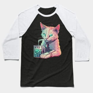 Cat's Boba Journey Baseball T-Shirt